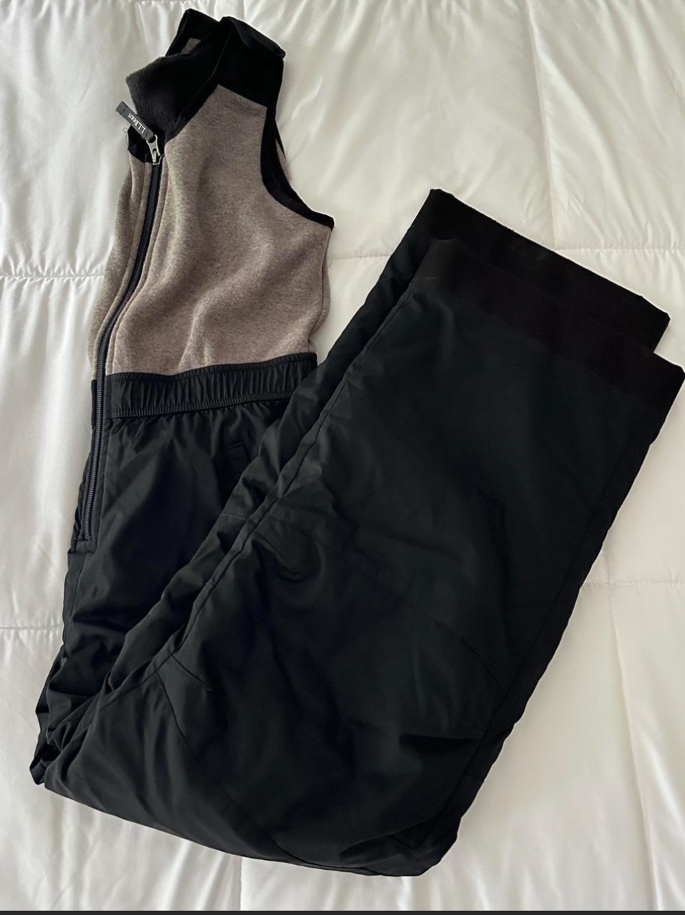L.L. Bean Black and Gray Insulated Bib Jumpsuit